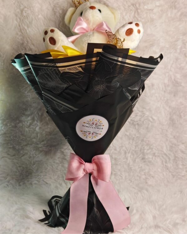 Ramo con girasol y osito de peluche