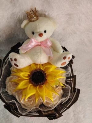 Ramo con girasol y osito de peluche