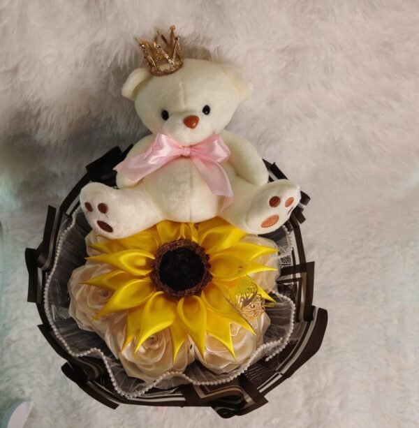 Ramo con girasol y osito de peluche