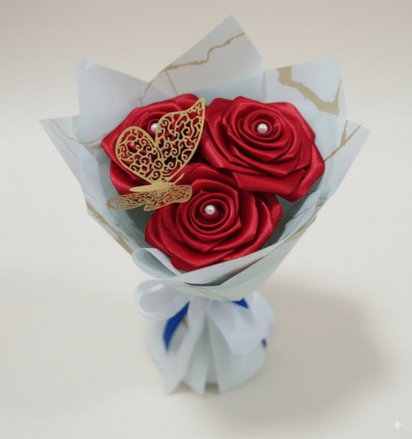 Flores-3-Rojas Ramo de flores con mariposa