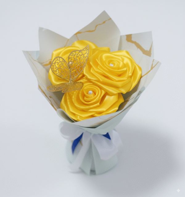 Flores-3-amarillas Ramo de flores con mariposa