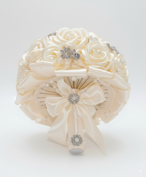 Flores-boda-abajo Ramo de Novia con Perlas