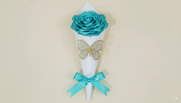 florezeleste3 Rosa en envoltura decorativa