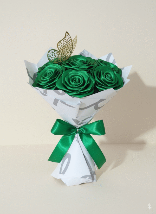 ramo mariposaVe Ramo de rosas rojo vino con mariposa